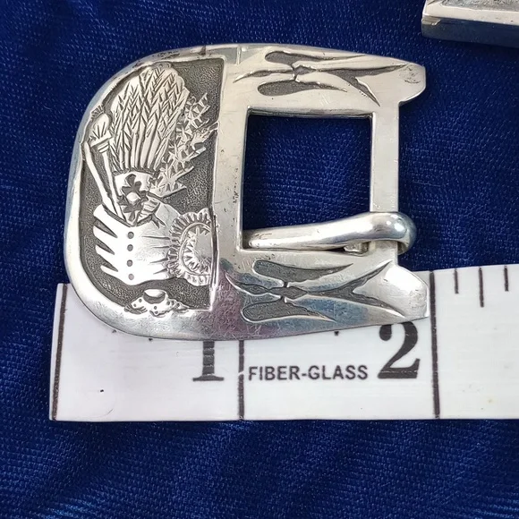 Navajo Harvest Sterling Silver Range Belt Set Signed - Picture 13 of 16